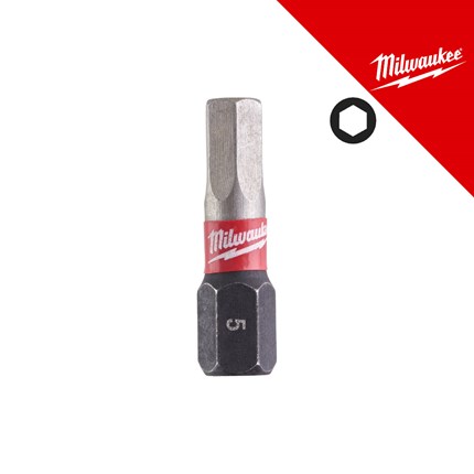 MILWAUKEE bit nastavak SHOCKWAVE HEx5 25mm-2 kom.