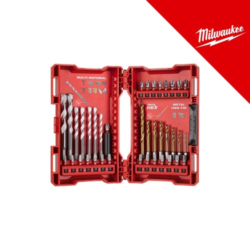 MILWAUKEE DIN 338 HSS-Tin svrdla za metal i bitova 1/4˝set - 39 KOM.
