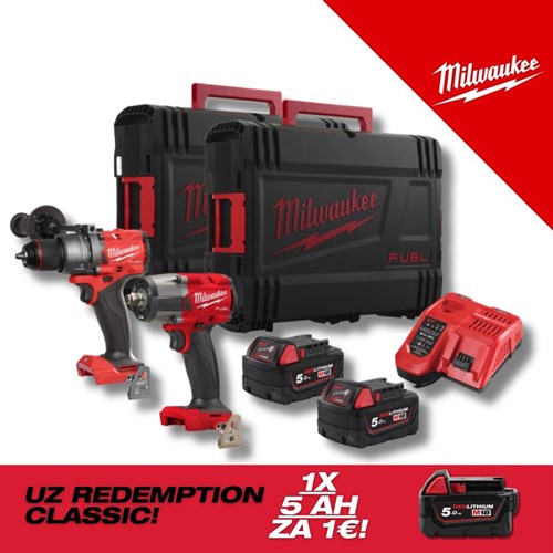 MILWAUKEE 18V AKU KOMPLET ALATA POWERPACK, u X koferu sa 2x5Ah baterijama i punjačem (M18FPP2F3-502XEU - 4933492518)