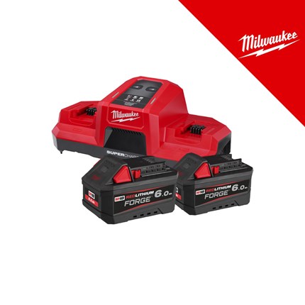 MILWAUKEE NRG SET BATERIJA 18V-FORGE, 2x6Ah +  DUPLI SUPER BRZI PUNJAČ, u kutiji
