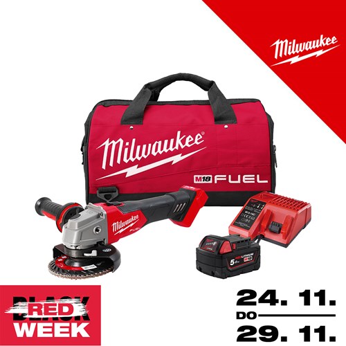 MILWAUKEE 18V AKU KUTNA BRUSILICA BIG RED FRIDAY, u torbi s baterijom i punjačem (M18FSAG125X-501BRF - 4933500779)