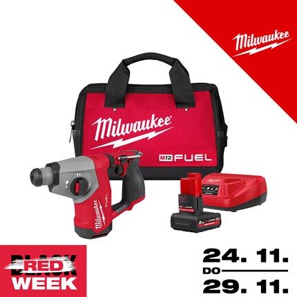 MILWAUKEE 12V AKU BUŠEČI ČEKIĆ SDS+ BIG RED FRIDAY, 1,15 J, u torbi s baterijom i punjačem (M12FHAC16-501BRF - 4933500781)