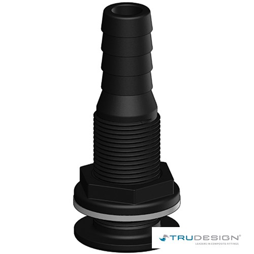 Skin Fitting Tail 25mm 1˝ BSP Black