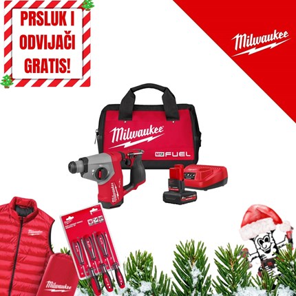 MILWAUKEE 12V AKU BUŠEČI ČEKIĆ SDS+ BIG RED FRIDAY, 1,15 J, u torbi s baterijom i punjačem (M12FHAC16-501BRF - 4933500781)