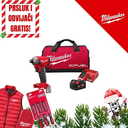 MILWAUKEE 18V AKU UVRTAČ PRSLUK I ODVIJAČI GRATIS, 50 Nm, u torbi s baterijom i punjačem (M18FQUID-501BRF - 4933500777)