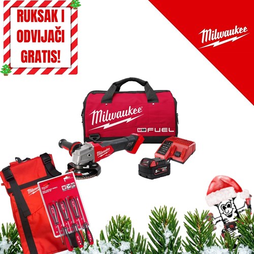 MILWAUKEE 18V AKU KUTNA BRUSILICA RUKSAK I ODVIJAČI GRATIS, u torbi s baterijom i punjačem (M18FSAG125X-501BRF - 4933500779)