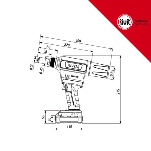 RIVIT aku. zakovičar 2,4-6,4, 2 baterije + punjač