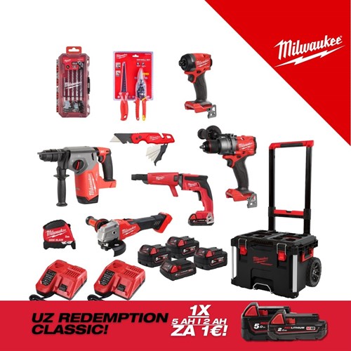 MILWAUKEE V.K. SET ZA SUHU GRADNJU (M18FPP4BJ-503P + M18FSGC-202X + 4932479784 + 4932499209 + 4932471358 + 4932500064)